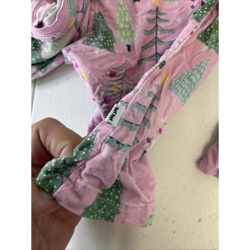 Little sleepies Christmas trees Pajamas 2T Girls Pink Holiday Lot 3 Pieces